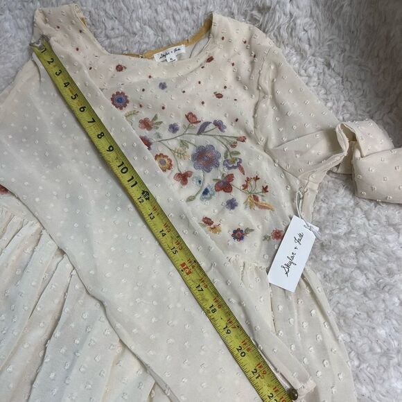 NWT Skylar& Jade tie back dotted Swiss Blouse beige front embroidery accent SZXL - Picture 10 of 13